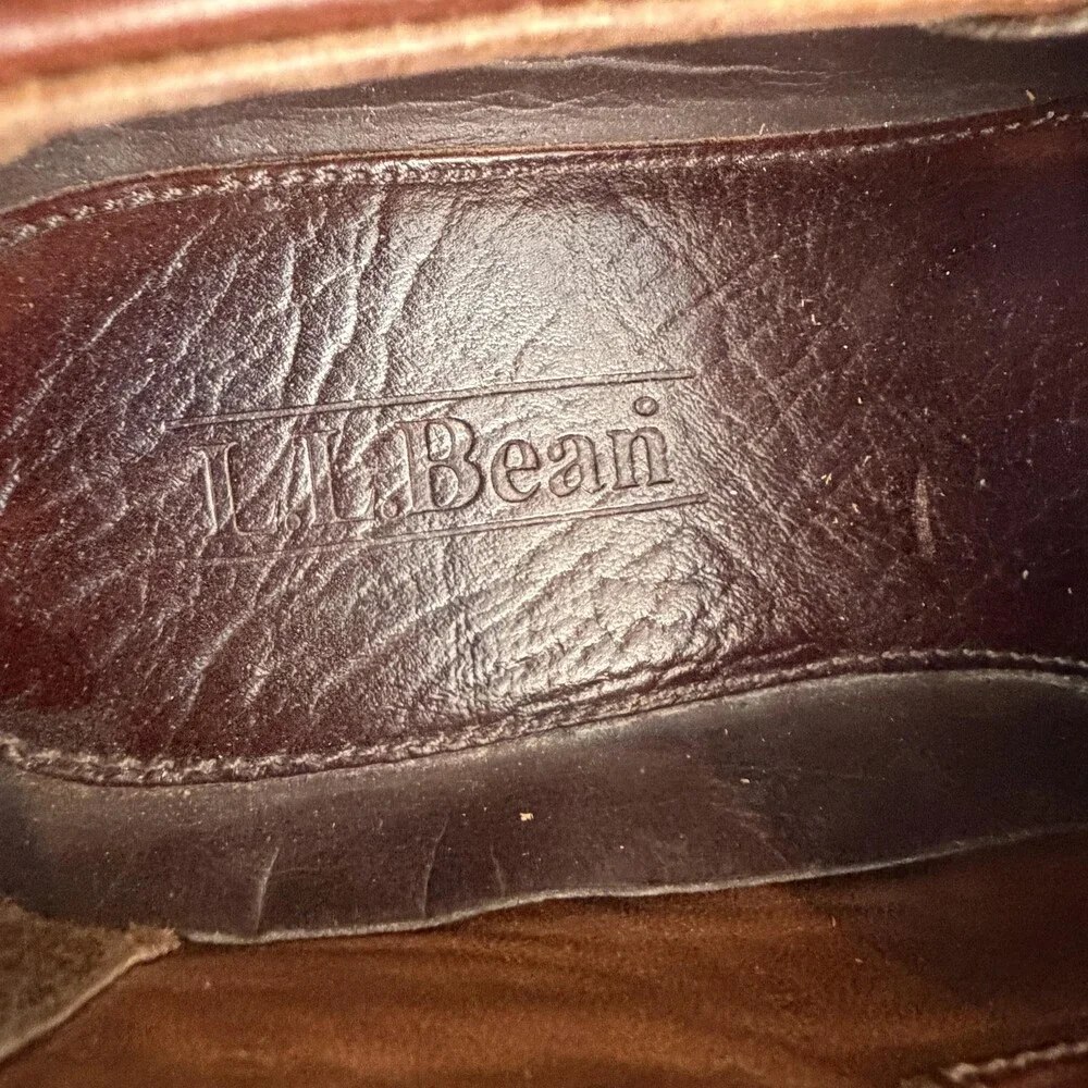 Vintage L.L. Bean Shoes Mens Size 8.5 Brown Leather Boat Deck Moc Toe